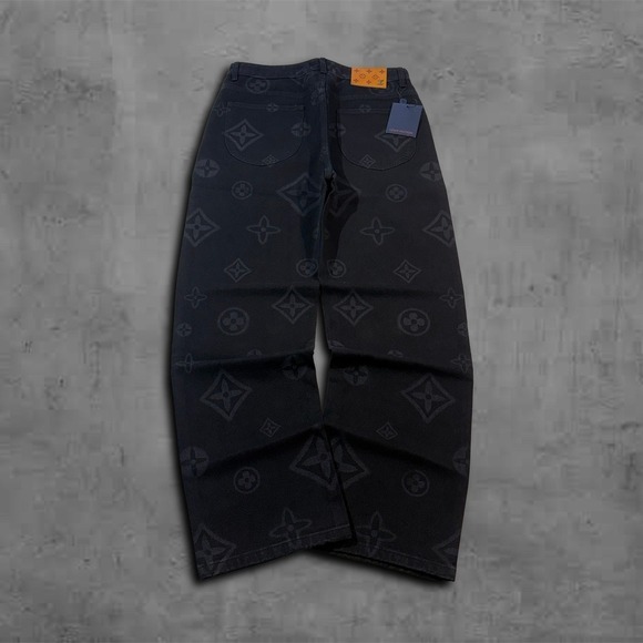 Louis Vuitton Other - Black Baggy Louis Vuitton Monogram Style Denim Jeans